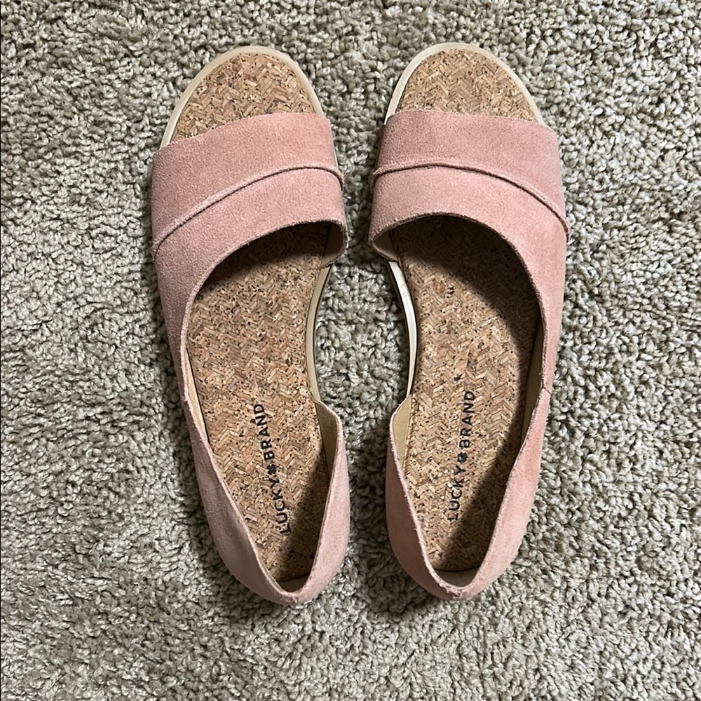 Lucky Brand Women's Pink Suede Sandals